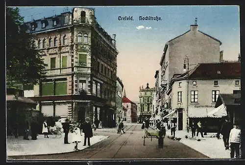 AK Crefeld, Passanten in der Hochstrasse