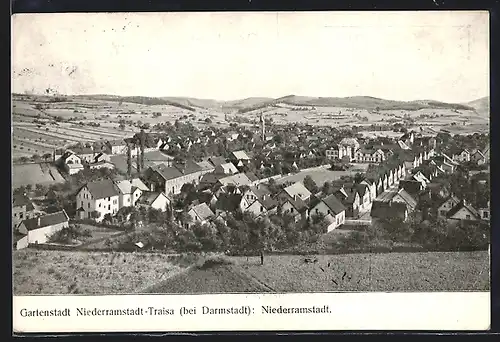 AK Niederramstadt-Traisa, Blick auf Niederramstadt mit Kirche
