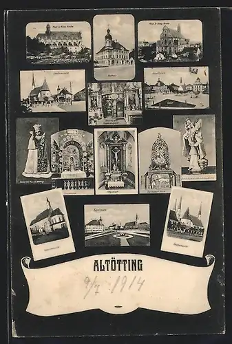 AK Altötting, Rathaus, Gnadenkapelle, Neue St. Anna-Kirche