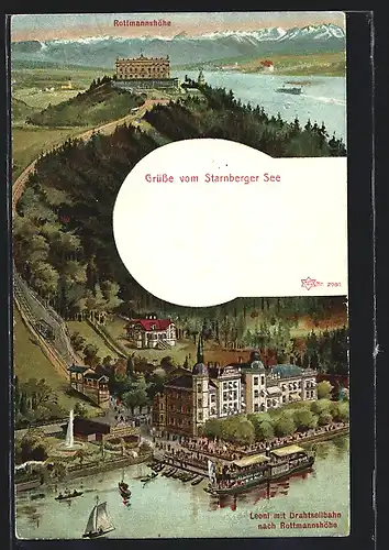 AK Leoni / Starnberger See, Drahtseilbahn zur Rottmannshöhe