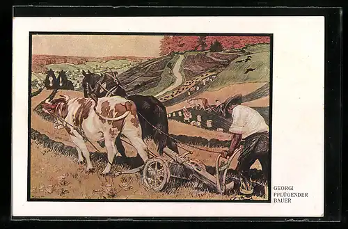 Künstler-AK Walter Georgi: Pflügender Bauer