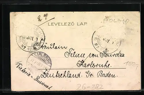 Lithographie Rotterdam, Wasserpartie mit Booten