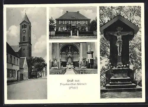 AK Frankenthal-Mörsch /Pfalz, Kirche, Innenansicht, Pfarrhaus