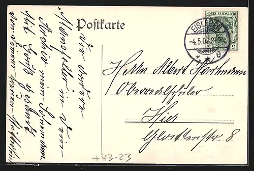 Künstler-AK Mansfeld / Harz, Ehemann mit Kopfverband und Frau, Stadttyp