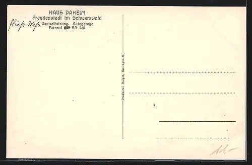 AK Freudenstadt im Schwarzwald, Pension Haus Daheim