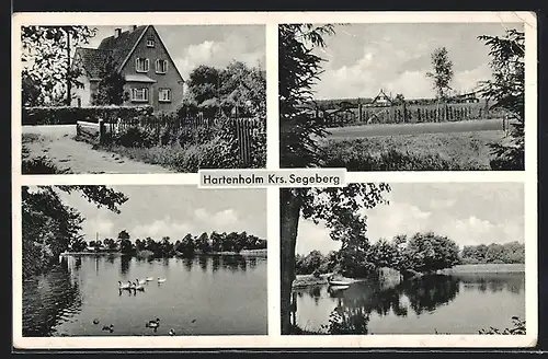 AK Hartenholm, Wohnhaus, Flusspartien, Blick zum Ort