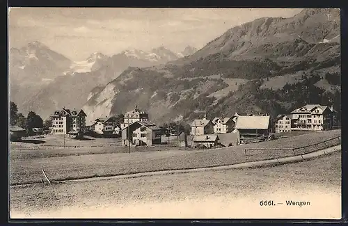 AK Wengen, Teilansicht mit Bergen