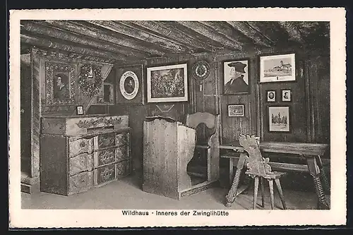 AK Wildhaus, Inneres der Zwinglihütte