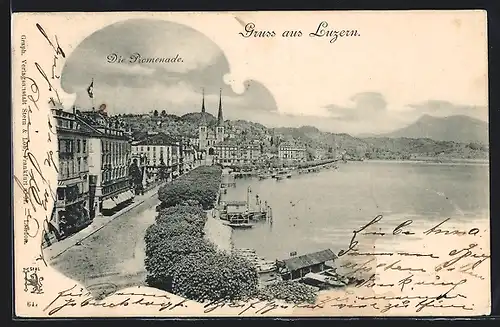 AK Luzern, Promenade mit Booten