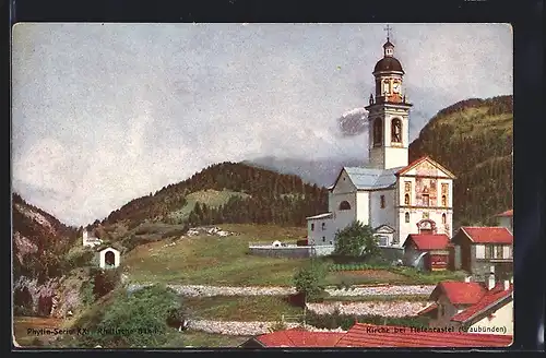 AK Tiefenkastel, Blick zur Kirche, Reklame Phytin