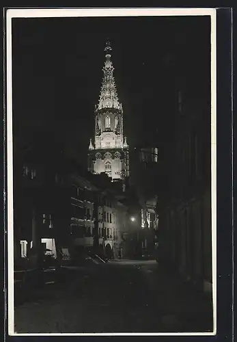 AK Bern, Münster bei Nacht