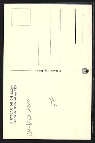 AK Chillon, Chateau de Chillon, Prison de Bonivard en 1235