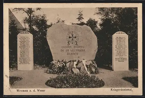 AK Wremen a. d. Weser, Kriegerdenkmal