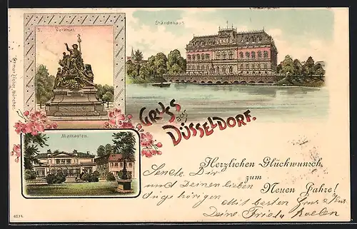 Lithographie Düsseldorf, Strandhaus, Denkmal, Malkasten