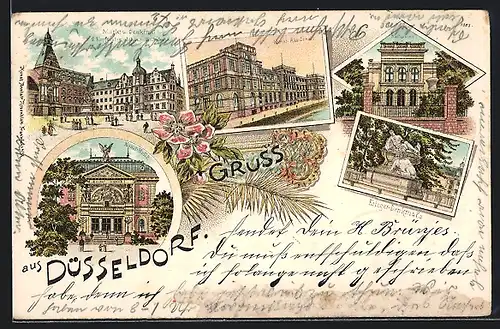 Lithographie Düsseldorf, Kunst-Halle, Kunst-Akademie, Malkasten