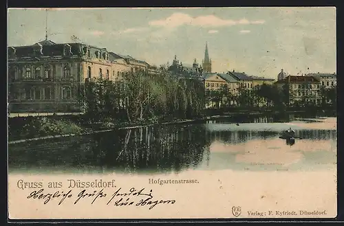 AK Düsseldorf, Hofgartenstrasse mit Bäumen