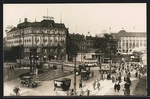 AK Berlin-Tiergarten, Palast-Hotel am Potsdamer Platz mit Strassenbahn