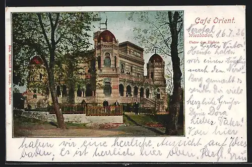 AK Wiesbaden, Cafe Orient unter den Eichen