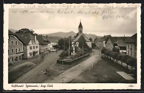 AK Bodenmais /Bayer. Wald, Marktplatz mit Kirche