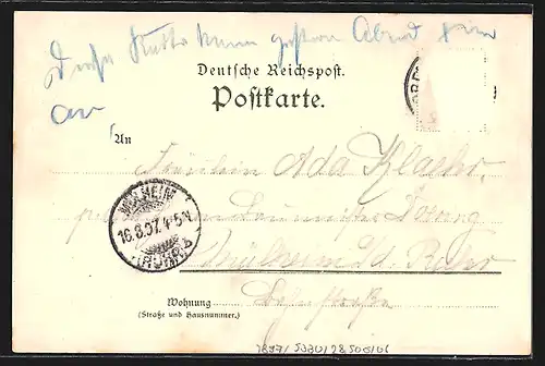 Lithographie Heisterbach, Betender Mönch an der Kirche