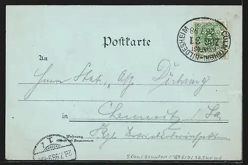 Lithographie Elberfeld, Rathaus mit Neumarkt, Döppersberg