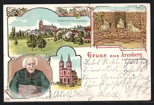 Lithographie Arenberg, Kirche, Schlafende Jünger, Totalansicht