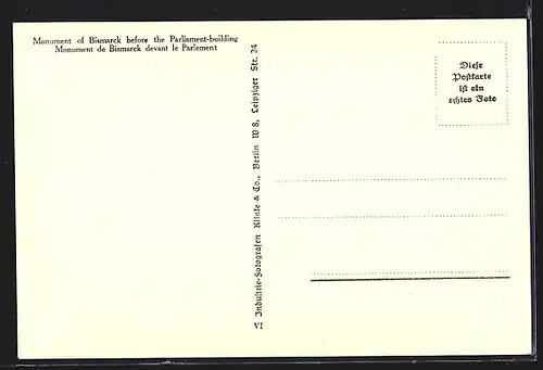 AK Berlin, Das Bismarckdenkmal am Reichstag