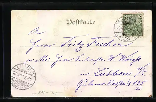 Passepartout-Lithographie Berlin, Reichstagsgebäude, Kgl. Schloss, Nationaldenkmal und Cafè Bauer in einem Kleeblatt