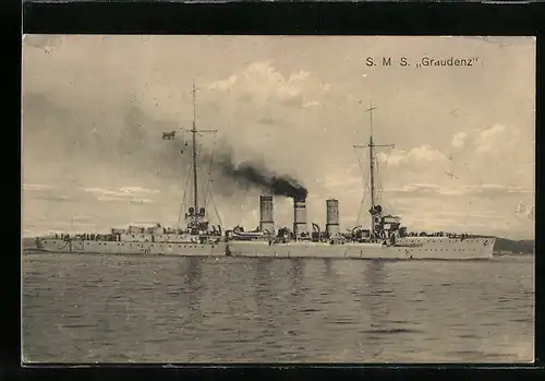 AK S. M. S. Graudenz auf dem Wasser