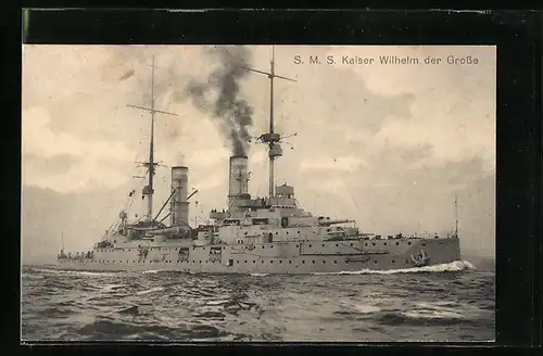 AK S. M. S. Kaiser Wilhelm der Grosse in voller Fahrt