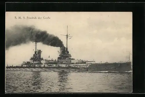 AK S.M.S. Friedrich der Grosse, das Kriegsschiff in Fahrt