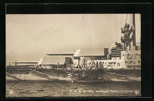 AK Kriegsschiff SMS Moltke, Schwere Heckgeschütze