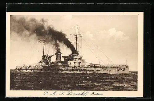AK S. M. S. Linienschiff Nassau, Kriegsschiff auf hoher See
