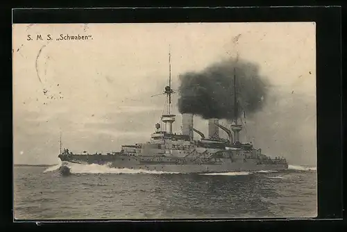 AK S. M. S. Schwaben in voller Fahrt
