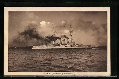 AK S. M. S. Schleswig-Holstein auf dem Wasser
