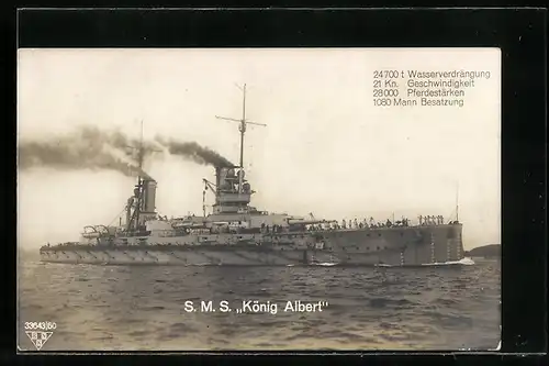 AK S. M. S. König Albert in voller Fahrt