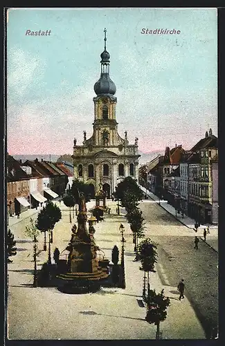 AK Rastatt, Blick zur Stadtkirche