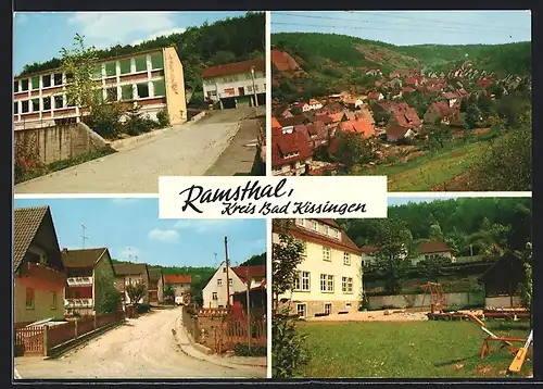 AK Ramsthal 7Kreis Bad Kissingen, Strassenpartie mit Gebäudeansicht, Spielplatz, Teilansicht