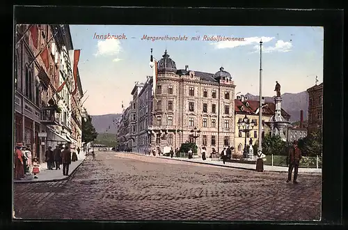 AK Innsbruck, Margarethenplatz mit Rudolfsbrunnen