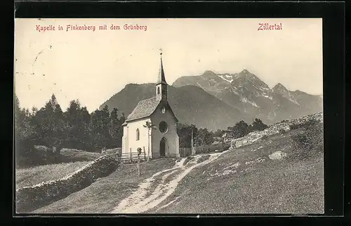 AK Finkenberg /Zillertal, Kapelle mit dem Grünberg