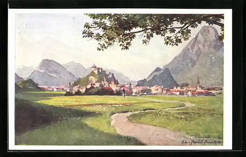 Künstler-AK Edo v. Handel-Mazzetti: Kufstein v. d. Sparchen mit Pendling