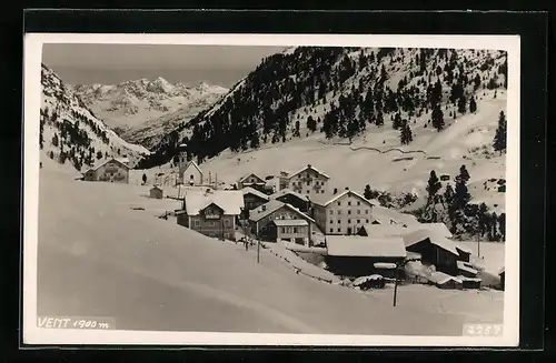 AK Vent, Ortsansicht mit Gasthaus Zur Post im Winter