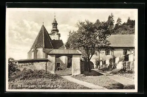 AK St. Dionysen ob Bruck, Wegpartie am Kloster