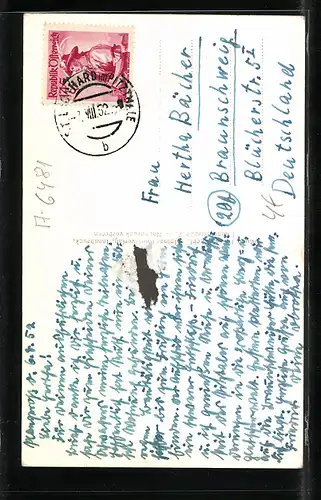 AK Plangeross, Ortsansicht vor Bergmassiv