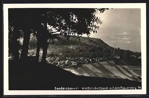 AK Sondershausen / Thüringen, Wolffersdorffbank mit dem Frauenberg