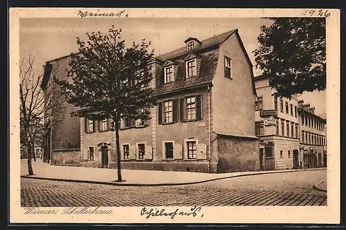 AK Weimar / Thür., Strassenpartie am Schillerhaus