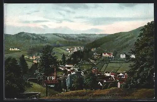 AK Ruhla, Blick nach der Walzdorfstrasse mit Hotel Bellevue