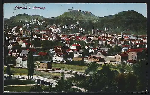 AK Eisenach, Ortsansicht mit der Wartburg