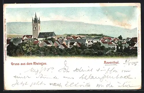 AK Rauenthal, Gruss aus dem Rheingau, Panorama