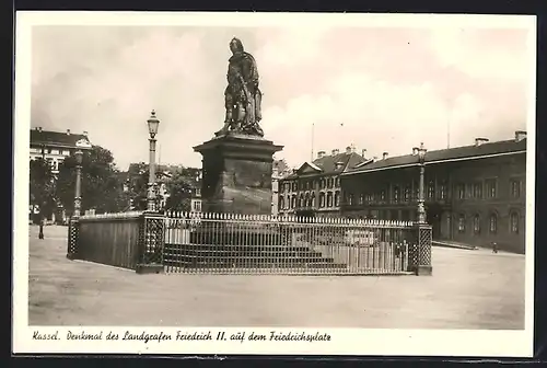 AK Kassel, Denkmal des Landgrafen Friedrich II. auf dem Friedrichsplatz